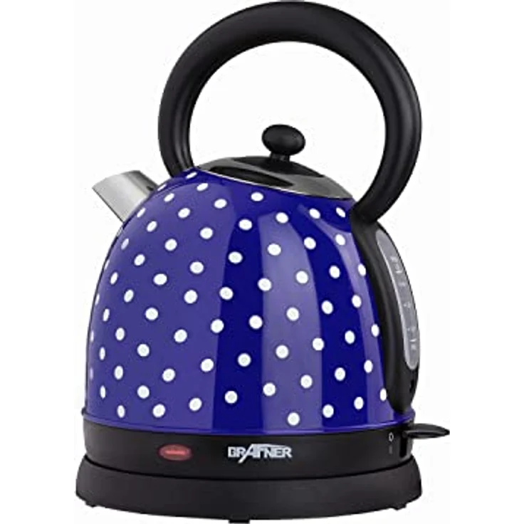 Grafner WK10862 Retro-Wasserkocher, 2200W, 1,8L, egonomischer Griff, Temperaturauswahl, Trockengehschutz, Überhitzungsschutz, Edelstahl, blau – Bild 4