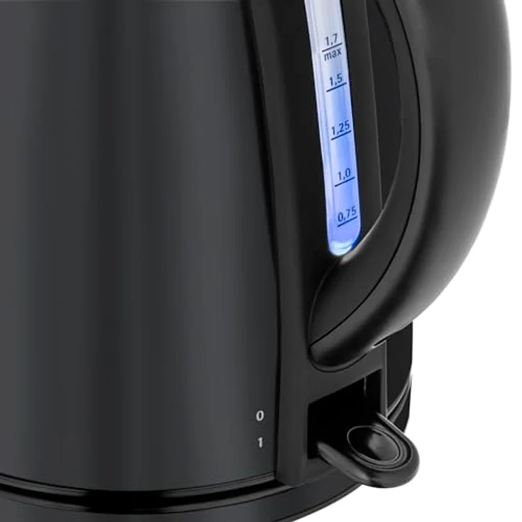 WMF Stelio Wasserkocher Edelstahl 1,7l, elektrischer Wasserkocher mit Kalkfilter, 2400 W, Wasserstandanzeige beleuchtet, edelstahl matt schwarz – Bild 4
