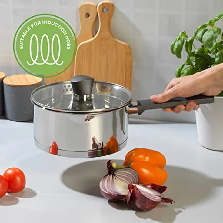 Russell Hobbs RH01164EU Excellence 20cm Stielkasserolle, 2.5L stieltopf mit Glasdeckel, hochglanzpoliert Kochtopf, Stieltopf kasserolle induktion pfanne, Spülmaschinenfest saucepan – Bild 2