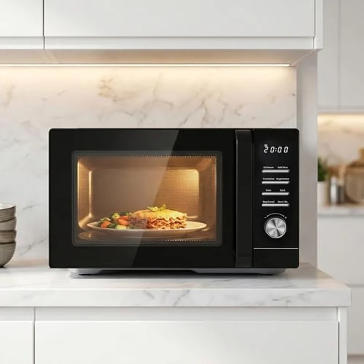 Heinner HMW-MD25DMRBK, Solo-Mikrowelle mit 25 l, 800 W, LED-Display, schwarzes Design – Bild 4