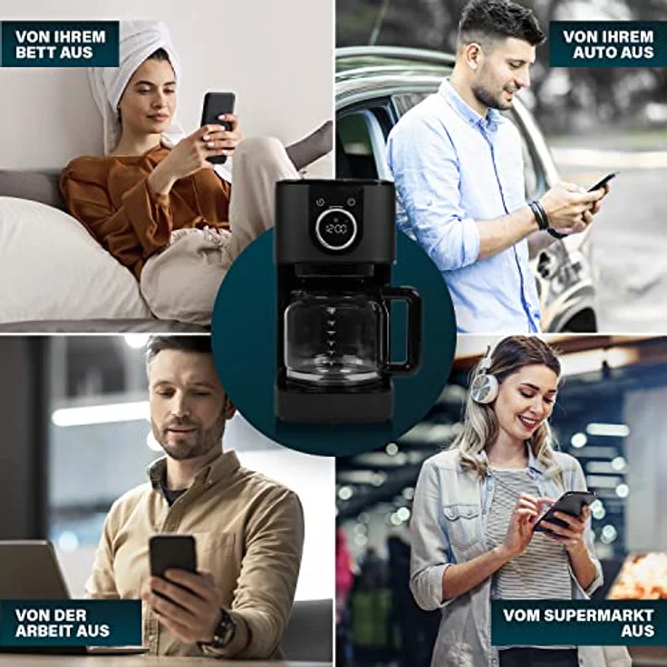 Filterkaffeemaschine Smart Home mit Timer Luxus Filterkaffeemaschine Edelstahl Schwarz – Bild 6