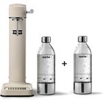 Aarke Carbonator 3, Wassersprudler aus Edelstahl mit 2 x BPA-frei Flaschen, Sand Finish
