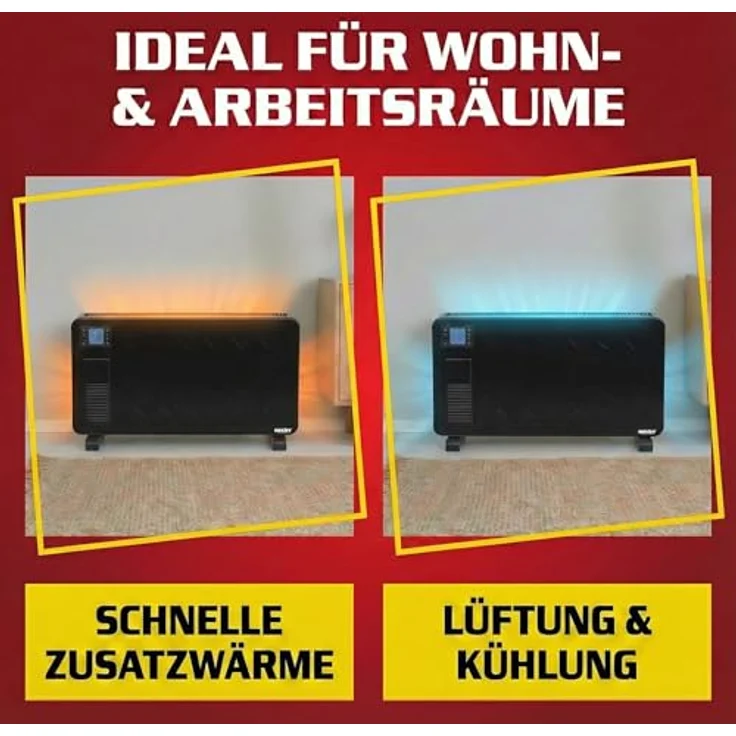 HECHT Elektroheizung, stromsparendes Heizgerät mit 3 Leistungsstufen, Fernbedienung und Thermostat, für Wohlfühltemperaturen von 5 °C bis 37 °C – Bild 5