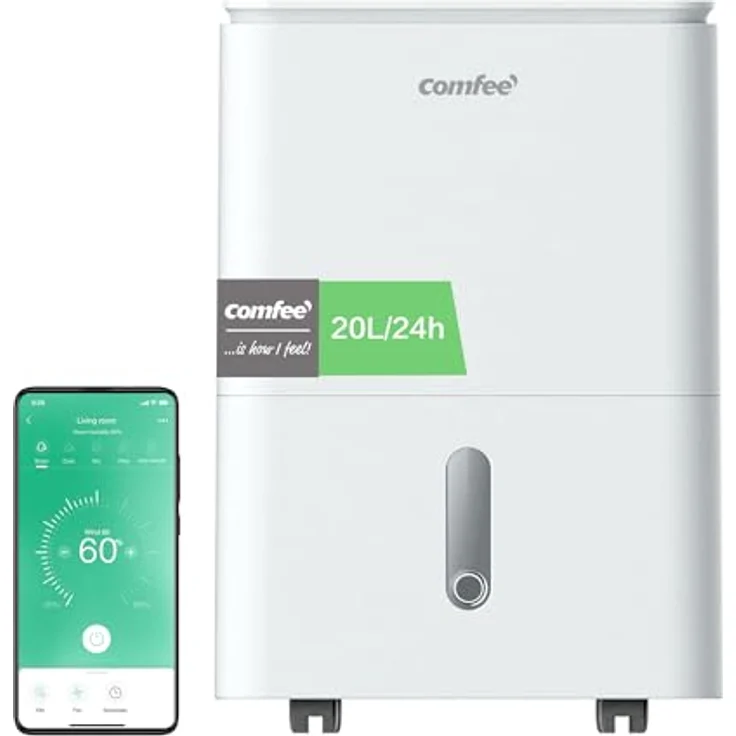 Comfee Easy Dry Luftentfeuchter, 20L/Tag, 4 Modi, 3L Tank, Wäschetrockner mit Swing-Funktion, für Räume bis 40㎡, Weiß – Bild 1