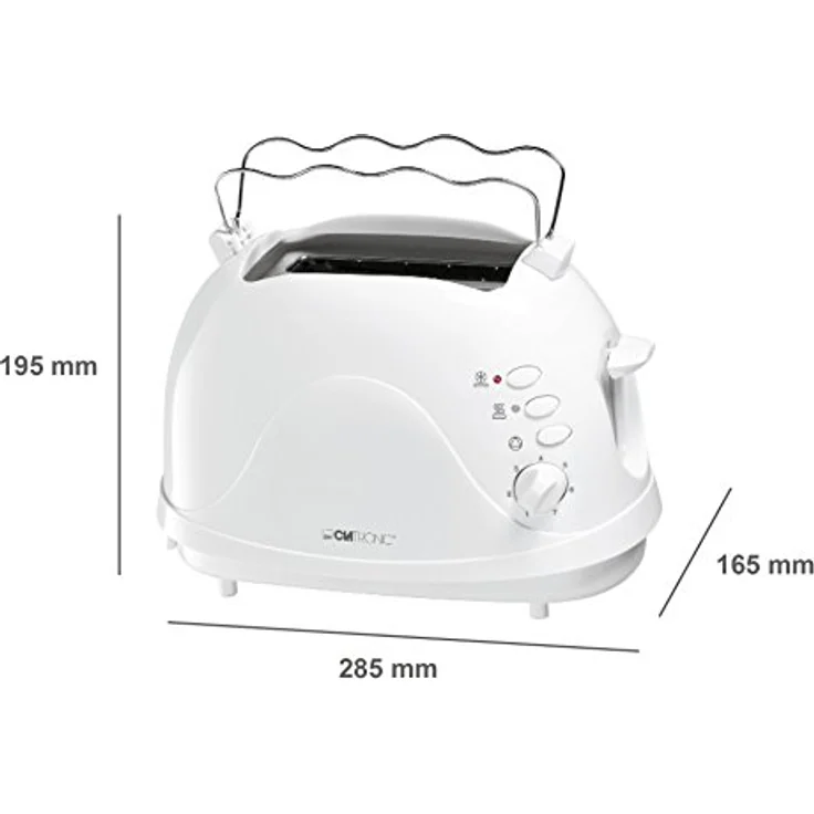 Clatronic TA 3565 2-Scheiben-Toaster, Cool-Touch Gehäuse, integrierter Brötchenaufsatz, Aufwärmfunktion, Auftaufunktion, Schnellstoppfunktion, weiß – Bild 5