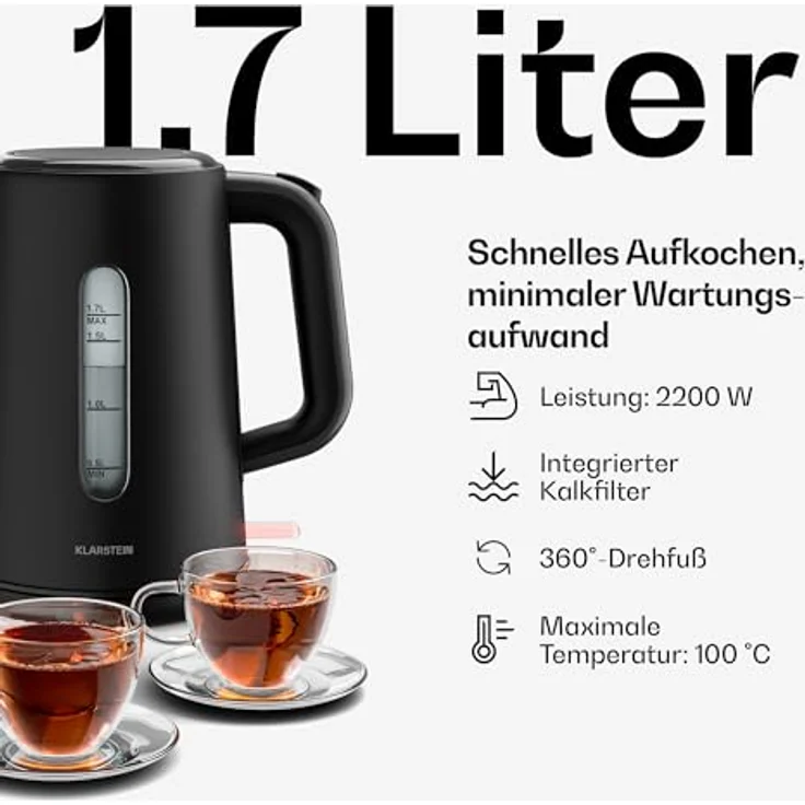 Klarstein Velaire Toaster Wasserkocher Set, 2 Scheiben Toaster mit 7 Bräunungsstufen, 1,7L Wasserkocher mit Kalkfilter, Frühstücksset in Silber – Bild 5