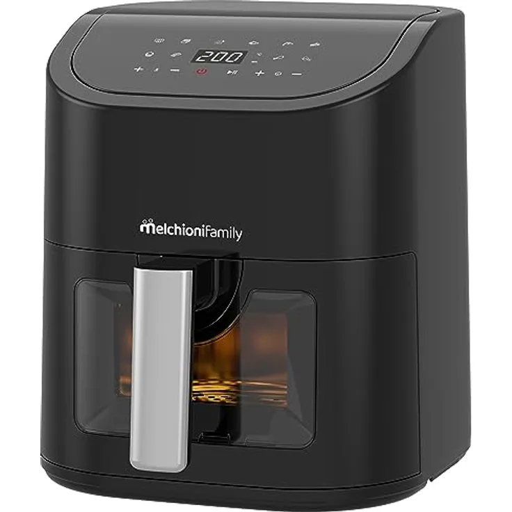 Melchioni Family | Heißluftfritteuse MARIANNA, 5,2 Liter Kapazität, Air Fryer ohne Öl mit 9 Programmen, 50-200°C, Schwarz