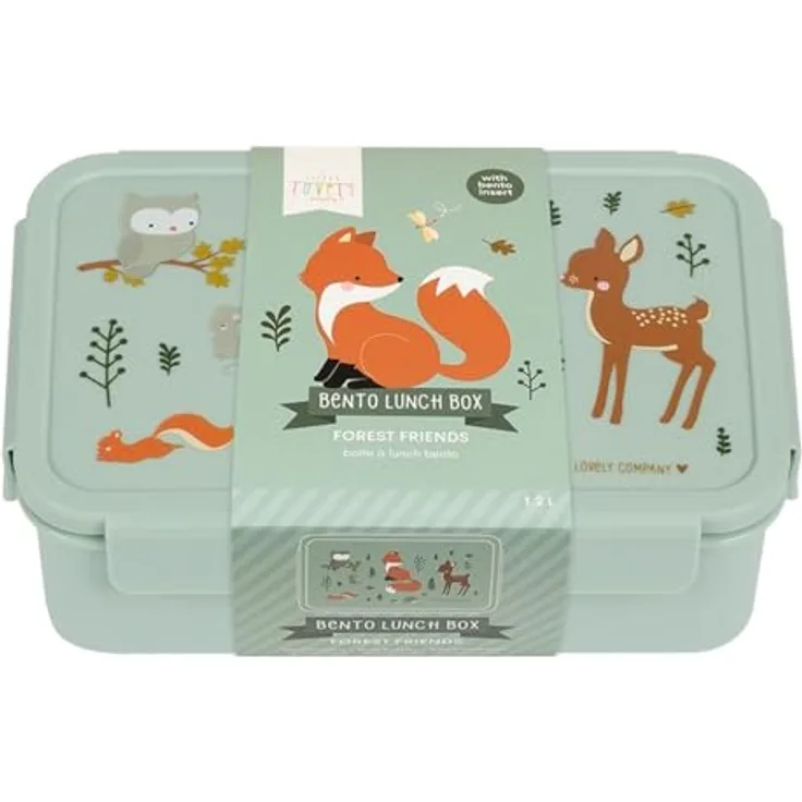A Little Lovely Company Lunchbox Bento Lunchbox, PP, Farbenfrohes Design, Luftdichter Verschluss, Mit herausnehmbarem Unterteilungsfach