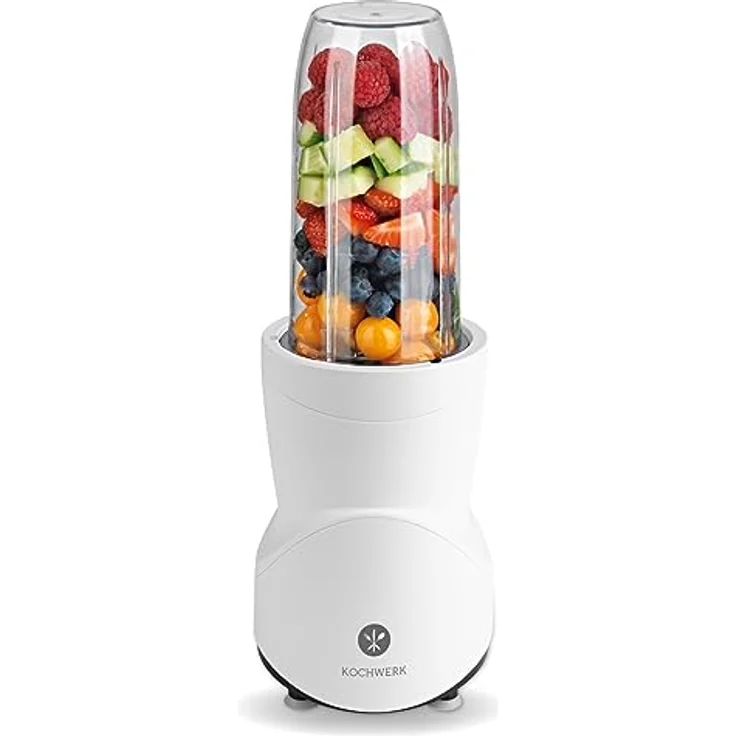 KOCHWERK Smoothie Maker 12-tlg | To-Go Deckel & 4 Mixbehälter | Weiß | Für Obst, Gemüse & Nüsse | Mit Ice-Crush Funktion – Bild 6