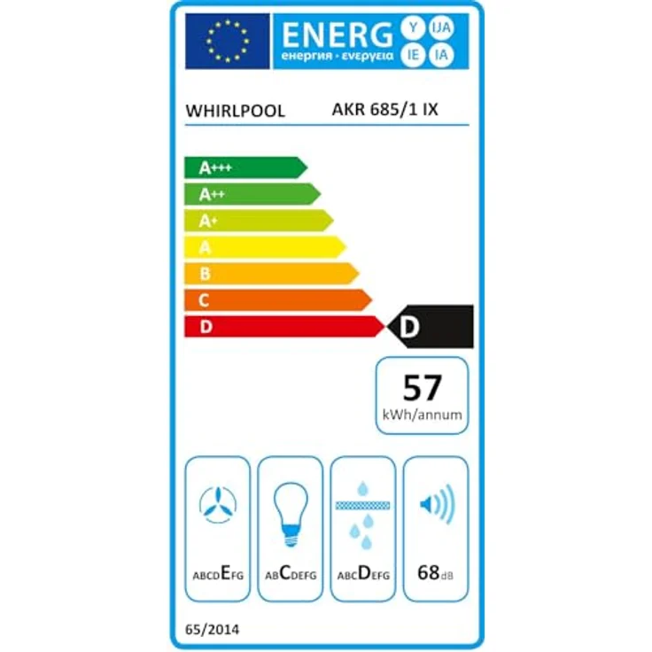 Whirlpool AKR 685/1 IX, Dunstabzugshaube mit 395 m³/h, wandmontiert, Edelstahl, Abluft/Umluft, LED-Beleuchtung – Bild 3