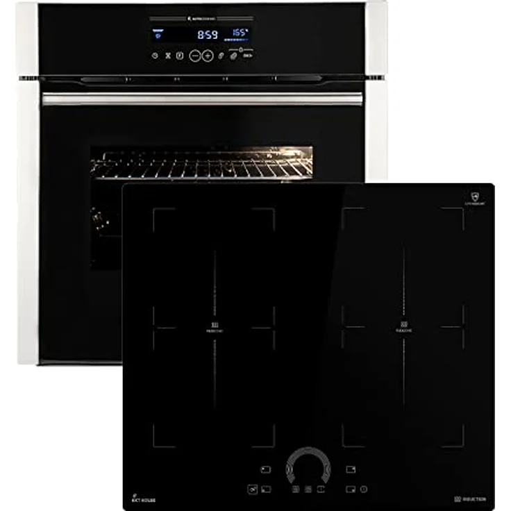 Autarkes Herdset: 60cm Einbaubackofen EB8016ED + 59cm Induktionskochfeld IH85904FZ | Katalyse | Drehspieß | Pizzafunktion | Grill | Heißluft | Teleskopauszüge | Automatik-Timer | SET8016IH594FZ - Preisvergleich – Bild 1