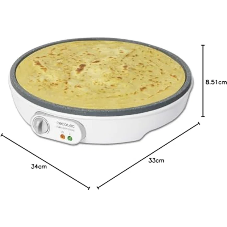 Cecotec Fun Crepestone Crêpesmaker. RockStone Antihaftbeschichtung, Verstellbarer Temperaturregler, 30,5 cm Durchmesser, Inkl. Spatel und Teigverteiler., 1000 W. – Bild 8