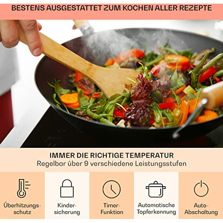 Klarstein Induktionskochfeld, Glaskeramik Kochfeld mit 4 Platten, Touch-Display, Digitalanzeige, Timer-Funktion, 7000 Watt, ThermoBoost und Sicherheitsfunktionen – Bild 5
