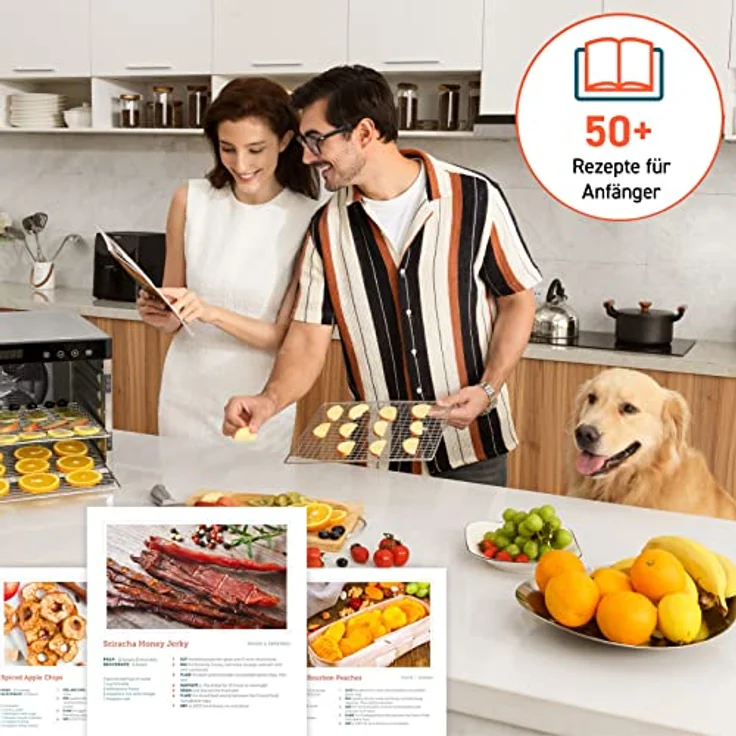 COSORI Dörrautomat Food Dehydrator mit 3 Dörrgitter, 3 Dörrmatten, 7 Ebenen, 650 Watt, silber, Edelstahl – Bild 3