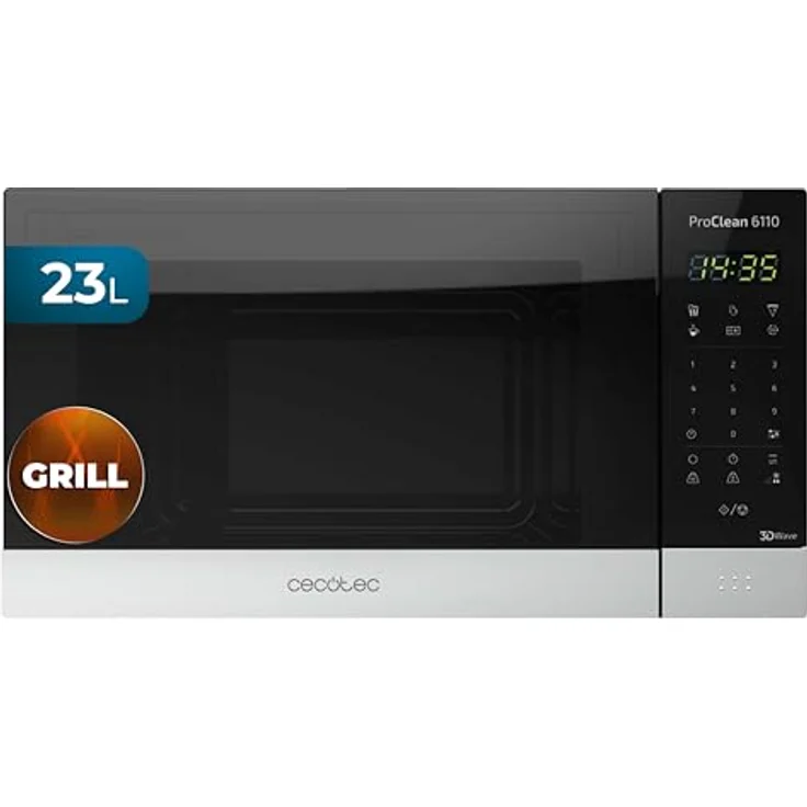 Cecotec 1537 Mikrowelle mit Grill, Standgerät, 23 Liter Garraum, 800 Watt, silber, schwarz – Bild 2
