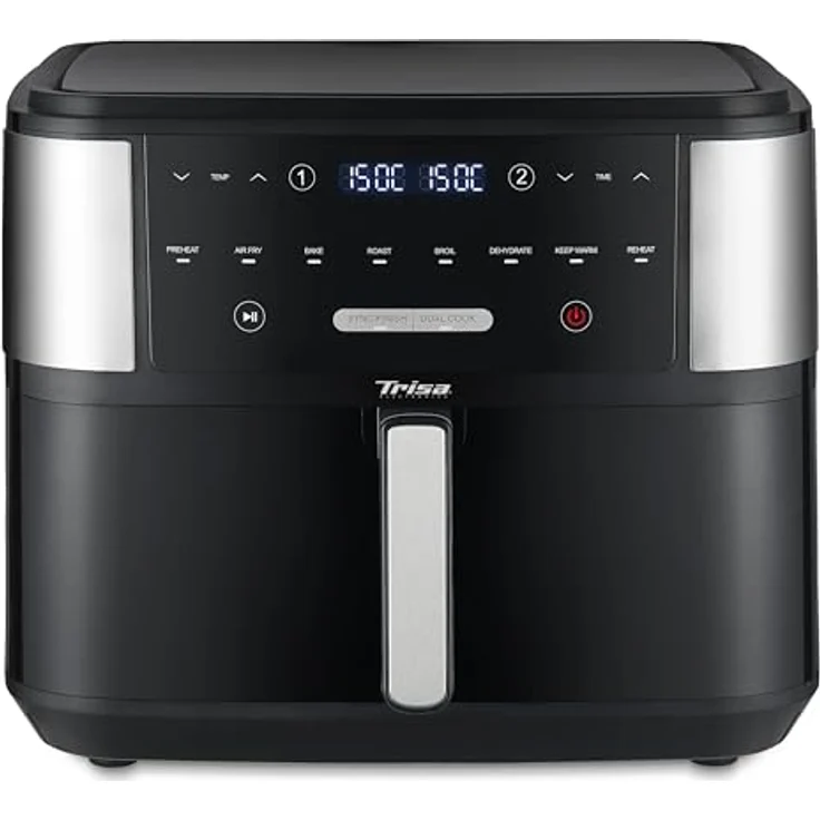Trisa Fritteuse Trisa Crunchy Fry Pro Heißluft-Fritteuse 2400 W Schwarz, 2400 W - Zeitlich abgestimmtes Frittieren, 10 Liter Füllmenge, Touch Display, regulierbare Temperatur – Bild 2