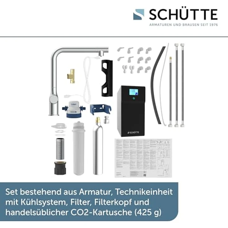 Schütte AQUASTAR PREMIUM Sprudelwasser Küchenarmatur mit Kühl- und Filtersystem, 360° schwenkbar, Chrom – Bild 8