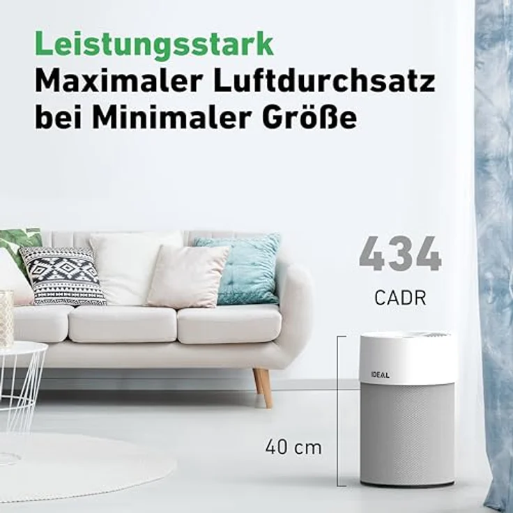 IDEAL Luftreiniger AP40 PRO bis 50m² | Made in Germany | HEPA Filter und Aktivkohlefilter, CADR 434 m³-h, 99,99% Filterleistung (Feinstaub, Allergene, Pollen, Bakterien, Zigarettenrauch) – Bild 5