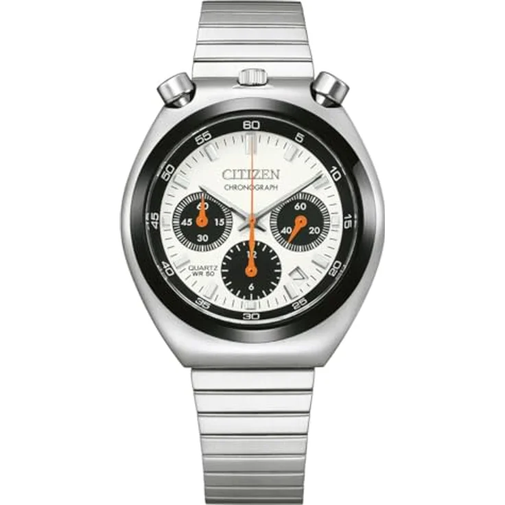 Citizen Herrenuhr Chronograph Edelstahl/Silberfarben AN3660-81A, Quarzwerk mit Stoppuhr und Kalender, weißes Zifferblatt – Bild 1