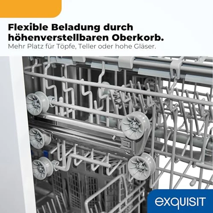 Exquisit Geschirrspüler GSP59309-030E, weiß | 7 Spülprogramme, EEK E, Besteckkorb, abklappbarer Tellerhalter, LED-Display – Bild 7