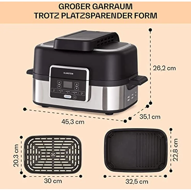 Klarstein Heißluftfritteuse Combo Air, 1500 W, fettfrei, 2,5 Liter, Edelstahl – Bild 9