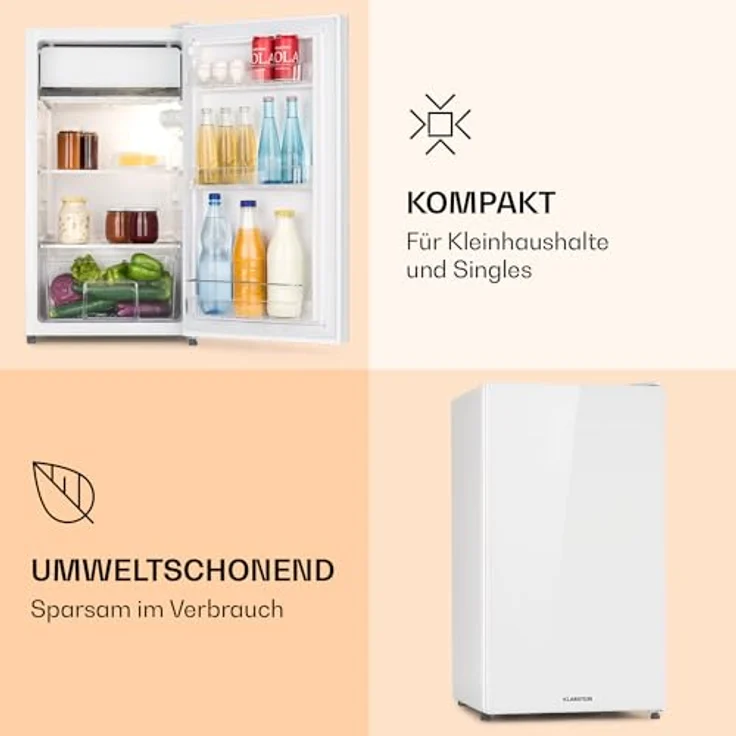 Klarstein Getränkekühlschrank HEA14-Frost-wh-E 10045832, 84 cm hoch, 45 cm breit, Mini Fridge weiß, 91 Liter Fassungsvermögen – Bild 5