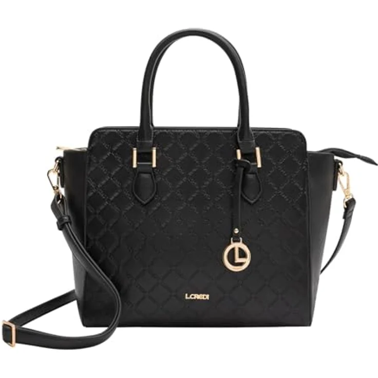 L.Credi Filiberta Handtasche, 37 cm, Schwarz, 100% Kunstleder, Henkeltasche – Bild 1
