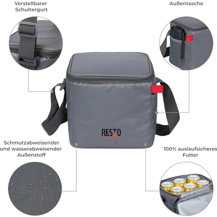 Resto Kühltasche 5506, praktische Kühlbox mit 5,5 l Fassungsvermögen, graue Polyesterfarbe, passive Kühltechnologie – Bild 3
