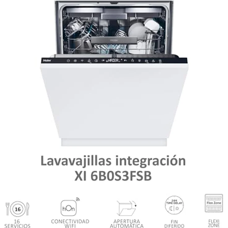 Haier Einbau-Geschirrspüler XI 6B0S3FSB, 16 Gedecke, Weiß, mit WLAN, leise 40 dB, Energieeffizienz B – Bild 2
