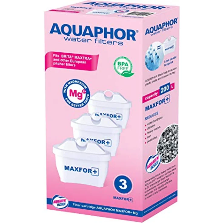 AQUAPHOR 500734 Filterkartusche MAXFOR+ Mg Pack 3 - gegen Kalk & Chlor, mit Magnesium, für Aquaphor Onyx, Amethyst, Jasper, Time & alle BRITA MAXTRA+ und MAXTRA Modelle – Bild 3
