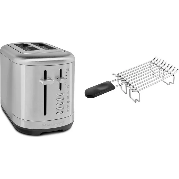 KitchenAid Toaster Set 2, Toaster + Brötchenaufsatz 5KMT2109, extra breite Schlitze, 7 Bräunungsgrade, Metallgehäuse - silber