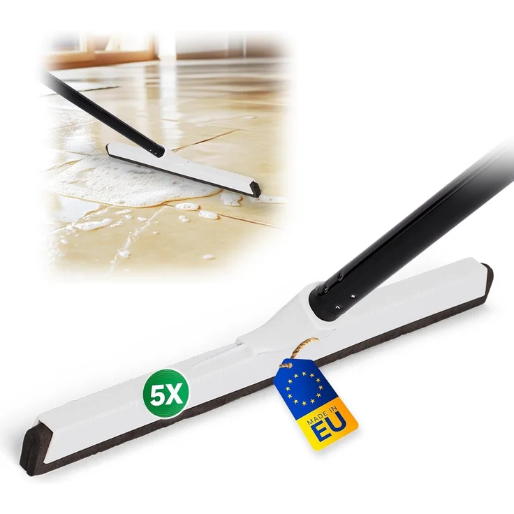 Novaliv Kehrgarnitur 20960-30656-5x, 5-tlg. Wasserschieber Kunststoff Weiß, Teleskopstange 43 cm, ideal für Bodenreinigung und Fensterabzieher