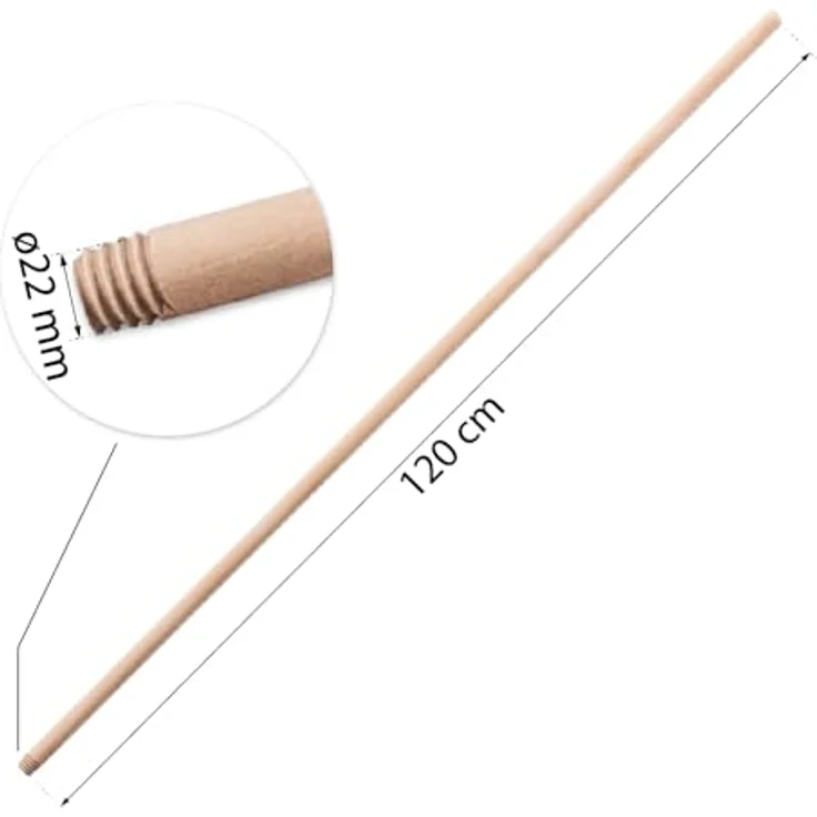 Prima-Online Holz Besenkopf Hausbesen mit Stiel, 35 cm Breite, 22 mm Gewinde, wahlweise 120 cm oder 150 cm Stiellänge, PET-Borsten in braun/schwarz – Bild 4