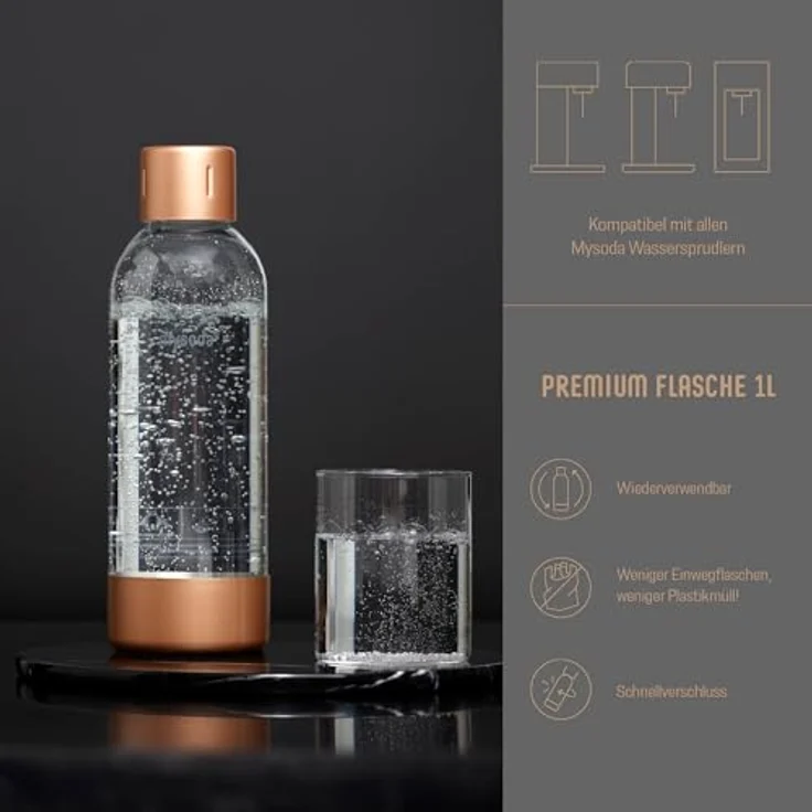 Mysoda Ruby 2 Basispaket Wassersprudler aus Aluminium mit 1-Liter-Wasserflasche - Weiß-Kupfer – Bild 5