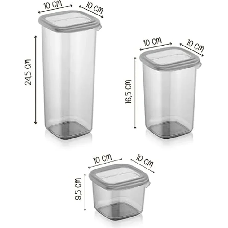Jungengel Vorratsdosen Set 18-teilig, stapelbar mit 3 Größen (1750ml, 1200ml, 550ml), transparent – Bild 4