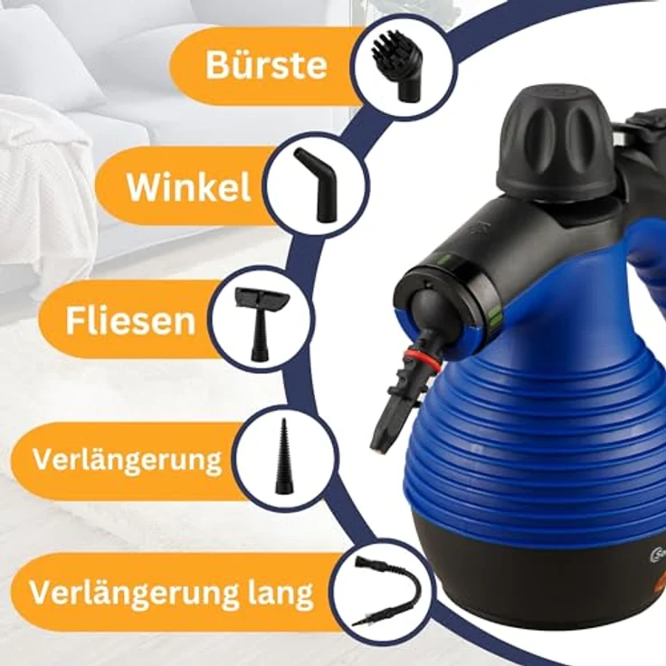 Sommertal Dampfreiniger Handgerät SC350 – Kompakter Hand-Dampfreiniger für alles – Polstermöbel, Fliesen, Böden, uvm – Steam Cleaner mit 350 ml Tank, 110°C Dampf, 3 Bar Druck – Bild 3