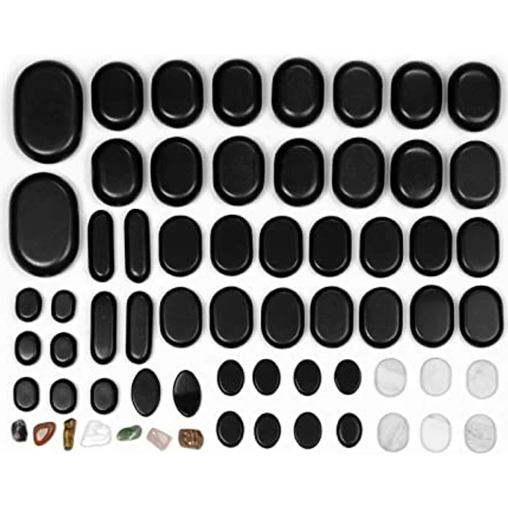 Habys Massageliege Hot Stone Massagestein - Set 64-teilig aus Basalt mit Box, Chakra-Steine, 90-minütige Massagezeit – Bild 2