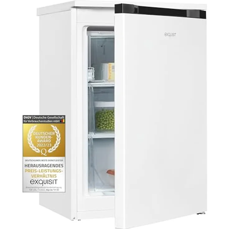 Exquisit Gefrierschrank GS581-051C weiss | Nutzinhalt: 85 L | 4-Sterne-Gefrieren | Türanschlag wechselbar | Standgerät