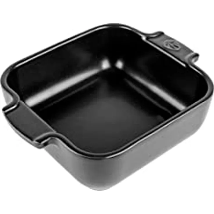 PEUGEOT - Quadratische Auflaufform aus Keramik - 18 cm (inkl. Griffe) x 11,4 cm x 5,1 cm - Fassungsvermögen: 0,66 L - 10 Jahre Garantie - Satinschwarz