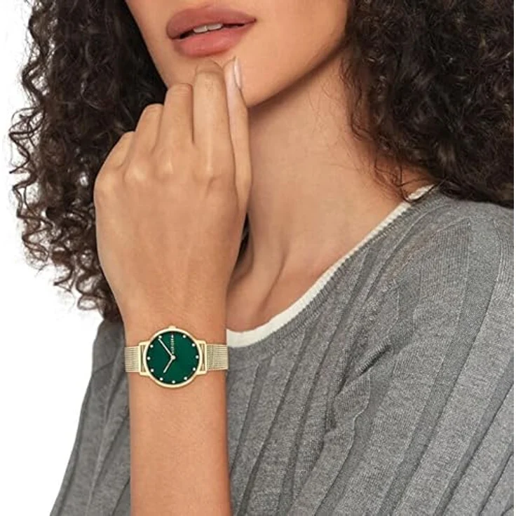 Tommy Hilfiger Analog Quarzuhr für Damen mit grünem Sonnenstrahl-Zifferblatt und Gelbgoldfarbenem Edelstahl-Mesh-Gliederarmband - 1782668 – Bild 4