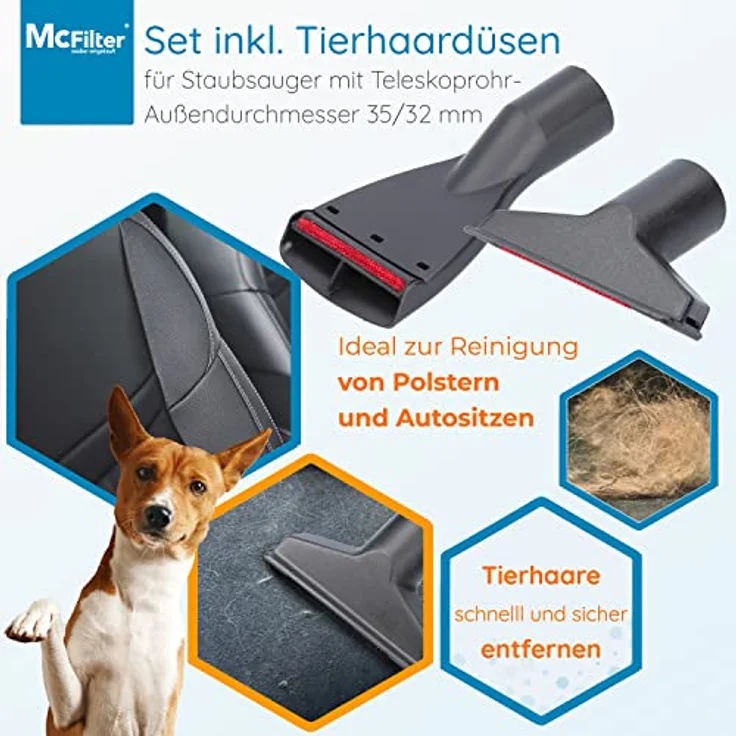 McFilter Düsenset 12-teilig, Rohranschluss Ø 32/35 mm, universal, kompatibel mit Bosch, Siemens, Miele, Kärcher und weiteren Marken – Bild 4