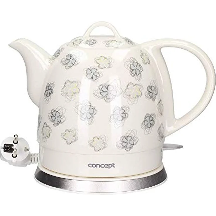 CONPT Hausgeräte RK0010ne Keramik Wasserkocher, Einzigartiges Design, attraktivem Blumendesign, 1 L, Weiß, 1100 W – Bild 2