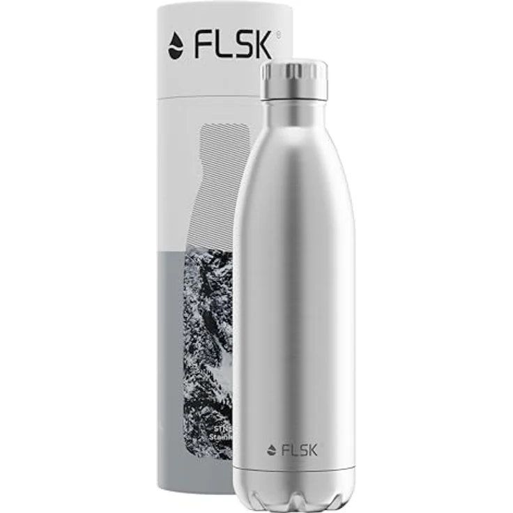 FLSK Das Original New Edition Edelstahl Trinkflasche – Kohlensäure geeignet 18 Stunden heiß, 24 Stunden kalt, 0,5l, silber – Bild 5