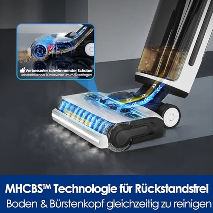 Tineco Floor ONE S7 Steam Schnurloser Dampfreiniger, Dampfmop für Hartböden mit Digitalanzeige, Selbstreinigung, Kantenreinigung, Vorwärtsantrieb, sicher für Kinder und Haustiere – Bild 5