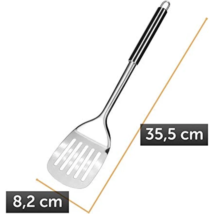 KADAX Pfannenwender Edelstahl, 35 cm, ergonomischer Griff, Schlitzwender für Fleisch, Fisch und Eier, mit Aufhängeöse – Bild 5