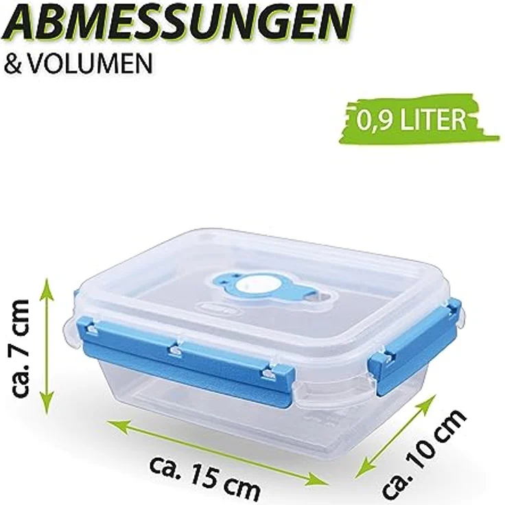 Tontarelli Vorratsdose für Lebensmittel (900 ml) - Blau - Luftdichter Deckel, mikrowellengeeignet, spülmaschinenfest – Bild 3