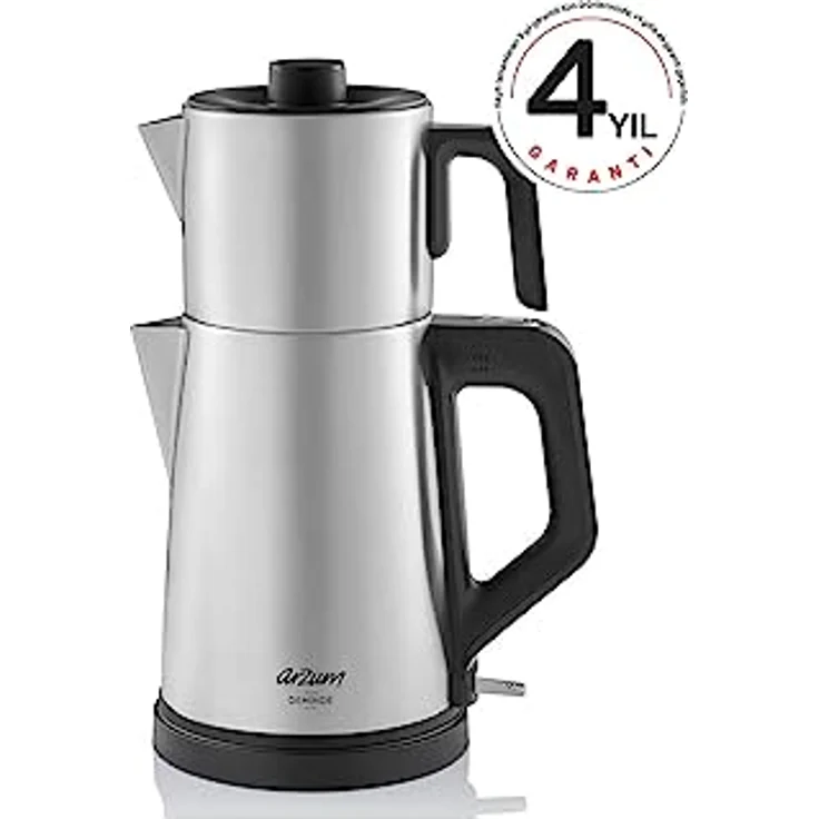 Arzum AR3129 Deminde Teekocher, Edelstahl, 1,8 L Wasserkessel, 1 L Stahlteekanne, Teefilter aus Edelstahl, Teekanne, Tee Maschine, Tea Maker, – Bild 2
