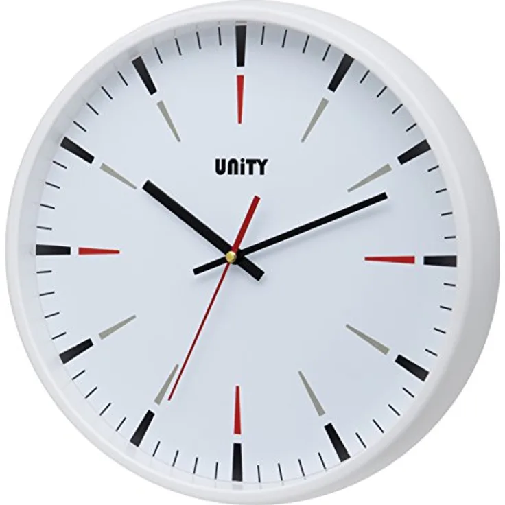 UNITY Gibson Wanduhr, geräuschloser Betrieb, Weiß 32 cm