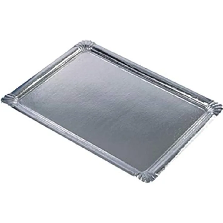 PAPSTAR 11331 10 Servierplatten PE-beschichtet eckig, 34 x 45.5 cm, Silber