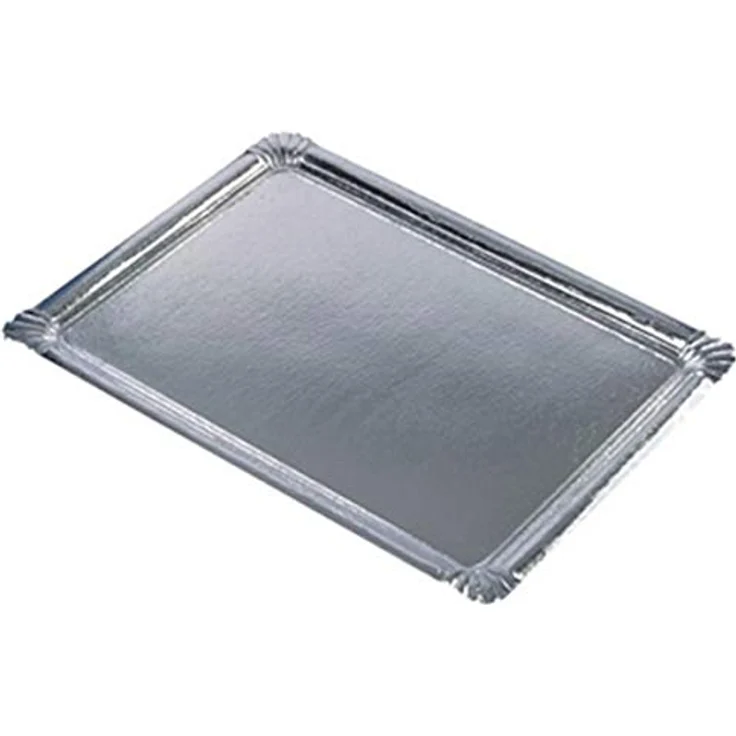 PAPSTAR 11331 10 Servierplatten PE-beschichtet eckig, 34 x 45.5 cm, Silber